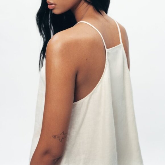 NTW 100% LINEN STONE BEIGE TOP - Picture 5 of 8